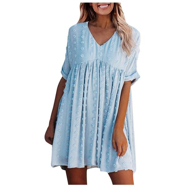 casual dresses fashion loose black pleated mini dress young v neck high waist short sleeve sundress summer beach holiday, Black;gray
casual dresses fashion loose black pleated mini dress young v neck high waist short sleeve sundress summer beach holiday, Black;gray