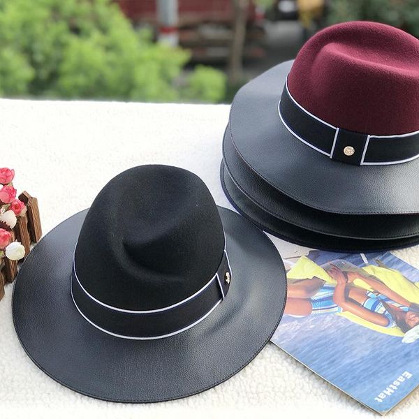 stingy brim hats autumn/winter women's wool felt hat leather stitched jazz a hundred retro english winter, Blue;gray
stingy brim hats autumn/winter women's wool felt hat leather stitched jazz a hundred retro english winter, Blue;gray