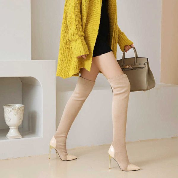 winter autumn flock faux suded woman's shoes pointed toe super thin high heels over-the-knee stretch long boots overknees 210611, Black
winter autumn flock faux suded woman's shoes pointed toe super thin high heels over-the-knee stretch long boots overknees 210611, Black