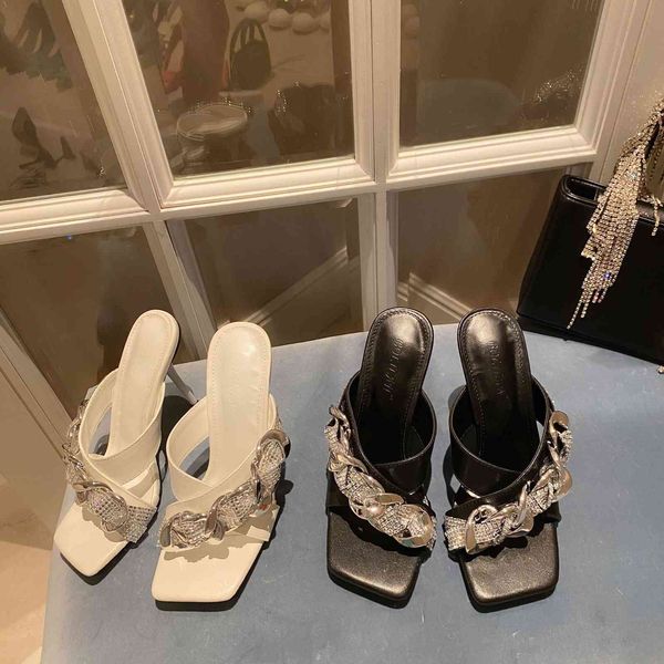 cool slippers women wear spring and summer square head chain thin heels women's slippers women's slippers, Black
cool slippers women wear spring and summer square head chain thin heels women's slippers women's slippers, Black