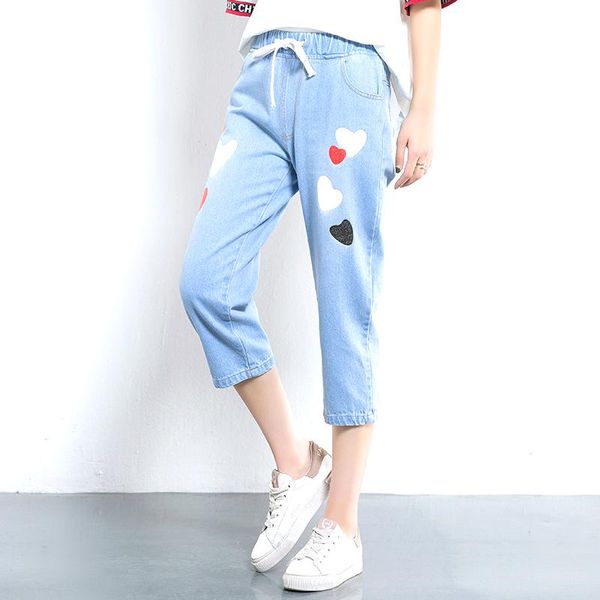women's pants & capris sweet cute love embroidery student denim casual loose elastic tie waist women summer cotton girls trousers, Black;white
women's pants & capris sweet cute love embroidery student denim casual loose elastic tie waist women summer cotton girls trousers, Black;white