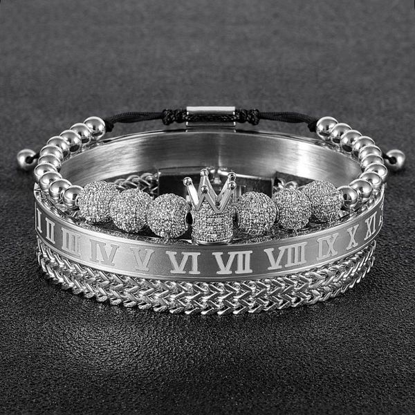link, chain 3pcs/sets luxury pave cz zirconia royal crown bracelets & bangles link unique punk men gold stainless steel roman jewelry, Black
link, chain 3pcs/sets luxury pave cz zirconia royal crown bracelets & bangles link unique punk men gold stainless steel roman jewelry, Black