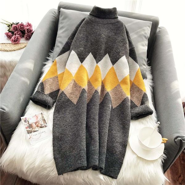 women's sweaters long casual turtleneck women loose gray thicken warm winter all match pulls fashion outwear coat, White;black
women's sweaters long casual turtleneck women loose gray thicken warm winter all match pulls fashion outwear coat, White;black