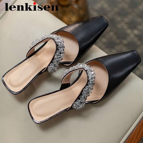 lenkisen est style sweet girls full grain leather crystal med heels square toe slip on young fashion mules slipper l8f2 slippers, Black
lenkisen est style sweet girls full grain leather crystal med heels square toe slip on young fashion mules slipper l8f2 slippers, Black