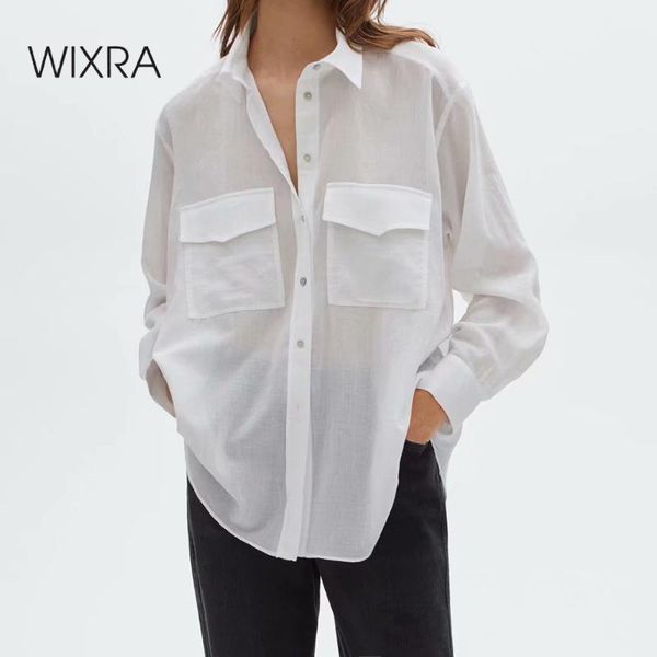 women's blouses & shirts wixra full sleeve blouse women turn-down collar casual high street clothes blusas pockets summer, White
women's blouses & shirts wixra full sleeve blouse women turn-down collar casual high street clothes blusas pockets summer, White