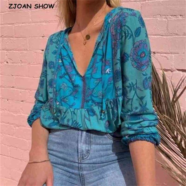 bohemian blue green floral print pullover shirt boho hippie women bow lace up v neck long sleeve blouse loose 210429, White
bohemian blue green floral print pullover shirt boho hippie women bow lace up v neck long sleeve blouse loose 210429, White