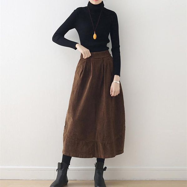 skirts 2021 fashion long mid-calf a-line for women elastic waist autumn corduroy skirt winter black and brown
skirts 2021 fashion long mid-calf a-line for women elastic waist autumn corduroy skirt winter black and brown