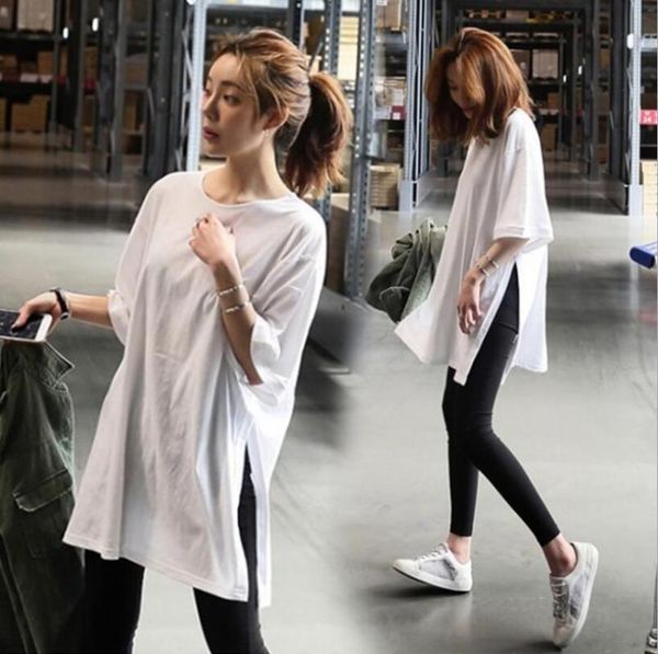 women's t-shirt women casual basic summer shirt tee solid split short sleeve plus size s~xl, White
women's t-shirt women casual basic summer shirt tee solid split short sleeve plus size s~xl, White