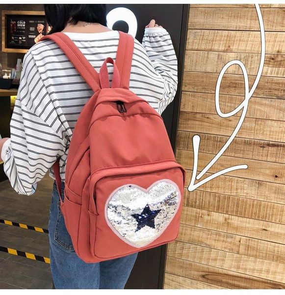 backpack college style sweet girl personality sequined love small fresh and versatile solid color student school bag
backpack college style sweet girl personality sequined love small fresh and versatile solid color student school bag