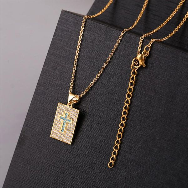 classic cross pattern square pendants cubic zirconia copper metal necklaces for women stainless steel chain necklace jewelry pendant, Silver
classic cross pattern square pendants cubic zirconia copper metal necklaces for women stainless steel chain necklace jewelry pendant, Silver