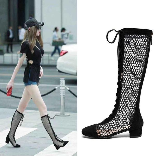 boots net hollowed out with red summer leather thick heel high tube mesh knee long roman cool, Black
boots net hollowed out with red summer leather thick heel high tube mesh knee long roman cool, Black