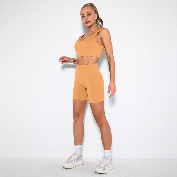 2021 european and american seamless knitting sports short sleeve shorts bra yoga clothes fitness pants set women 56, White;red
2021 european and american seamless knitting sports short sleeve shorts bra yoga clothes fitness pants set women 56, White;red