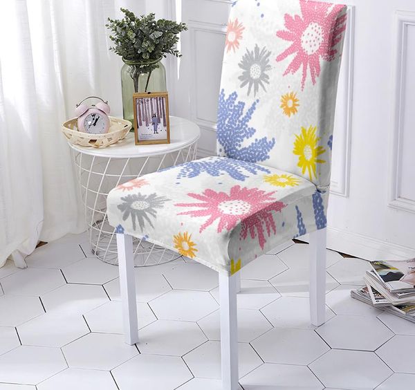chair covers cartoon flowers and leaves chaise lounge cover pink dinner table wedding forros para sillas de comedor