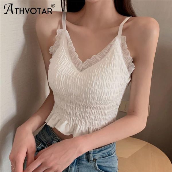 camisoles & tanks athvotar women's lace folds ruffle wireless soft wrapped chest beautiful back underwear ladies siling bra 2021, Black;white
camisoles & tanks athvotar women's lace folds ruffle wireless soft wrapped chest beautiful back underwear ladies siling bra 2021, Black;white