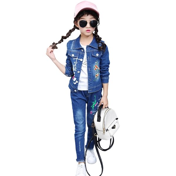 girls clothes embroidery outfits denim jacket + jeans for spring autumn children's costume 210528, White
girls clothes embroidery outfits denim jacket + jeans for spring autumn children's costume 210528, White
