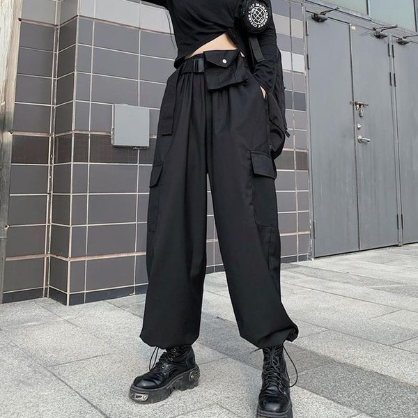 safari style loose big pockets black straight cargo pants women streetwear high waist fashion trousers women's & capris, Black;white
safari style loose big pockets black straight cargo pants women streetwear high waist fashion trousers women's & capris, Black;white