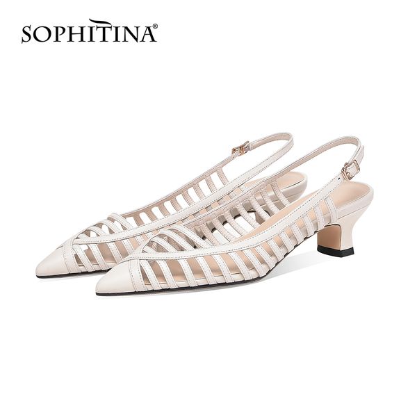 sophitina leather summer sandals women shoes mid heel mature style narrow band strange dressing pointed toe sandals fo122 210513, Black
sophitina leather summer sandals women shoes mid heel mature style narrow band strange dressing pointed toe sandals fo122 210513, Black