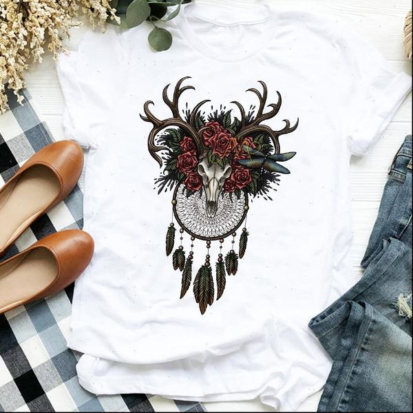 90s heifer bull skull trend women t shirt cartoon print fashion tee clothes graphic, White
90s heifer bull skull trend women t shirt cartoon print fashion tee clothes graphic, White