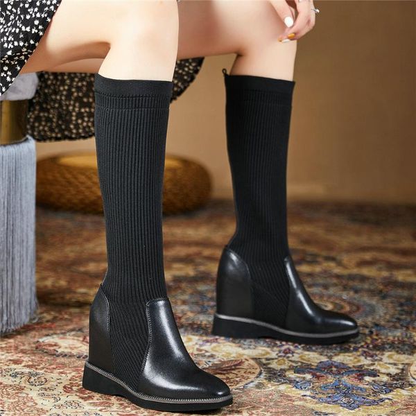 boots women slip on genuine leather wedges high heel knee female knitting winter warm thigh pumps shoes casual, Black
boots women slip on genuine leather wedges high heel knee female knitting winter warm thigh pumps shoes casual, Black