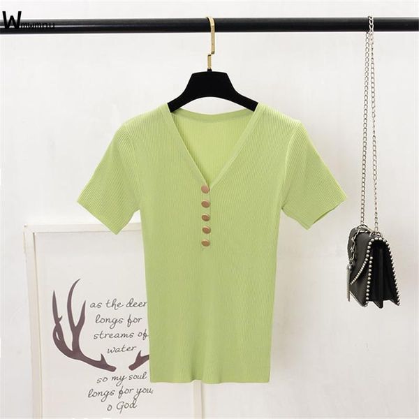 women candy color elastic slim knitwear t-shirt female korean style v-neck solid tees summer thin short sleeve knitted women's, White
women candy color elastic slim knitwear t-shirt female korean style v-neck solid tees summer thin short sleeve knitted women's, White