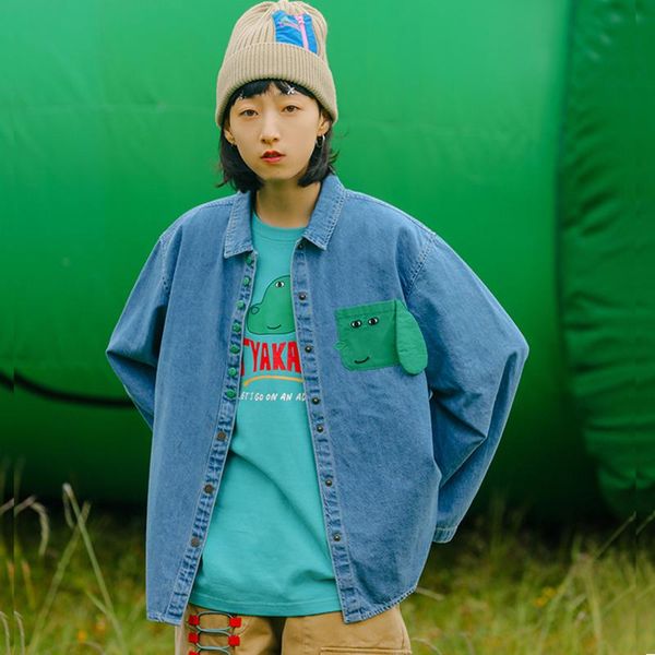 autumn winter simple design women basic denim shirt cartoon dog patch ladies loose blouse long sleeve turn down collar women's blouses, White
autumn winter simple design women basic denim shirt cartoon dog patch ladies loose blouse long sleeve turn down collar women's blouses, White