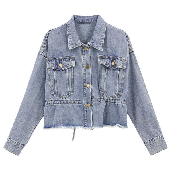 perhaps u women blue denim jacket pocket drawstring button long sleeves turn down collar loose jean korean version c0207 210529, Black;brown
perhaps u women blue denim jacket pocket drawstring button long sleeves turn down collar loose jean korean version c0207 210529, Black;brown