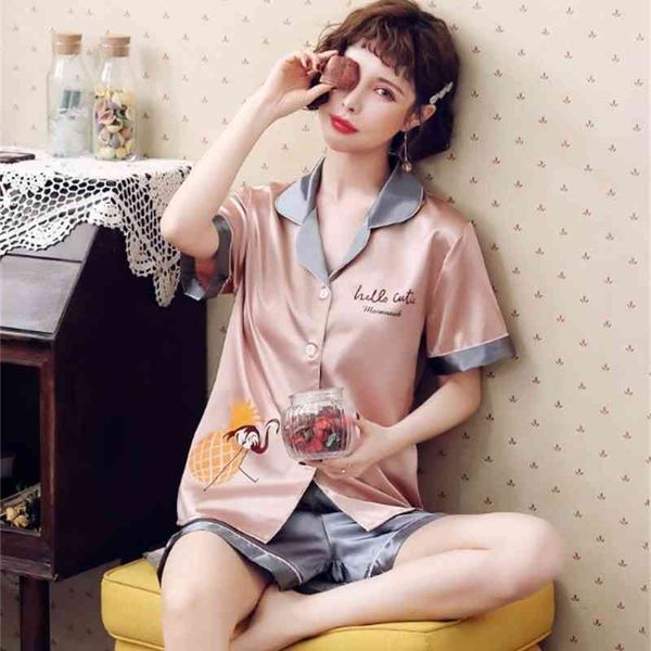 women's sleepwear pajamas female ice silk summer thin sleepwear for girl fashion large size short sleeve shorts women pyjamas set pijam, Black;red
women's sleepwear pajamas female ice silk summer thin sleepwear for girl fashion large size short sleeve shorts women pyjamas set pijam, Black;red