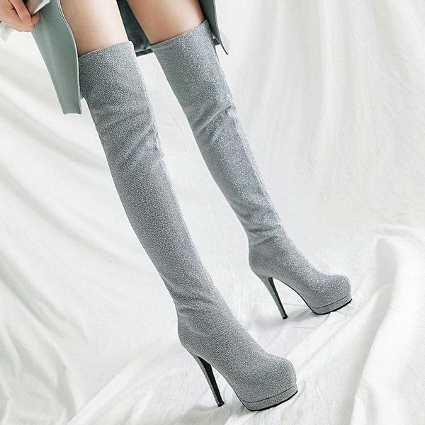 boots 2021 women over the knee high autumn heels winter shoes platform bling elastic fabric plus size 43, Black
boots 2021 women over the knee high autumn heels winter shoes platform bling elastic fabric plus size 43, Black