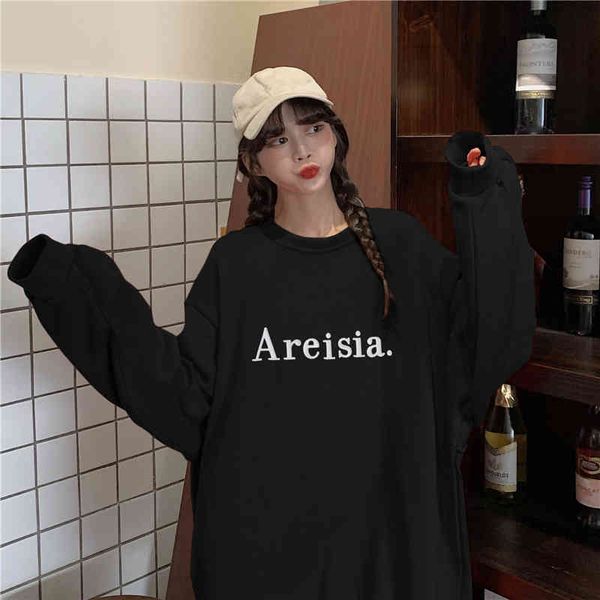 hoodies ytx055 loose style wild embroidered letter sweaters, Black 
hoodies ytx055 loose style wild embroidered letter sweaters, Black