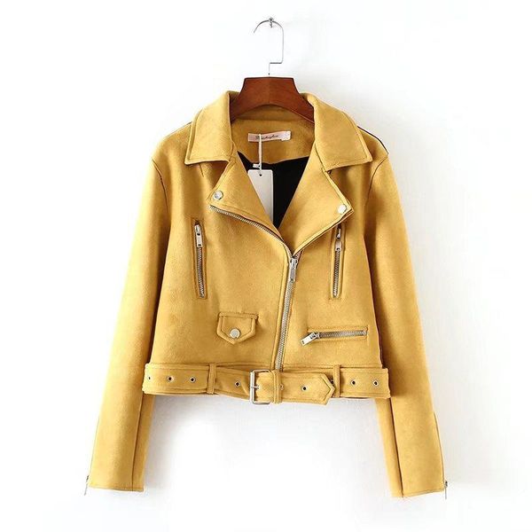 women's leather & faux 2021 european american style spring fashion water washed suede jacket female motorcycle, Black
women's leather & faux 2021 european american style spring fashion water washed suede jacket female motorcycle, Black