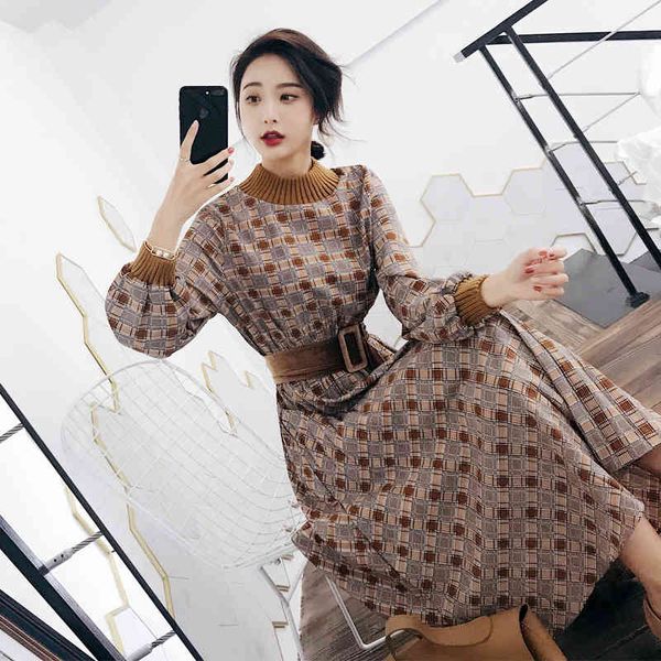jxmyy autumn winter dresses women long sleeve vintage plaid maxi dress with belt knitted patchwork party vestidos femme 210412, Black;gray
jxmyy autumn winter dresses women long sleeve vintage plaid maxi dress with belt knitted patchwork party vestidos femme 210412, Black;gray