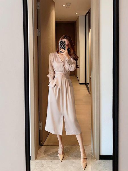 women autumn long sleeve office lady elegant lace up solid bandage party dress femme vestidos casual dresses, Black;gray
women autumn long sleeve office lady elegant lace up solid bandage party dress femme vestidos casual dresses, Black;gray