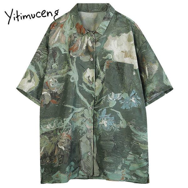 yitimuceng print blouse women button up shirts loose summer turn-down collar single breasted short sleeve casual 210601, White
yitimuceng print blouse women button up shirts loose summer turn-down collar single breasted short sleeve casual 210601, White