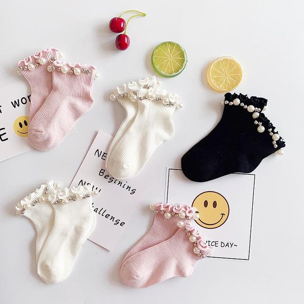 socks spring summer children solid color ruffle with pearl princess for infant toddler kids girls 0-12y, Pink;yellow
socks spring summer children solid color ruffle with pearl princess for infant toddler kids girls 0-12y, Pink;yellow
