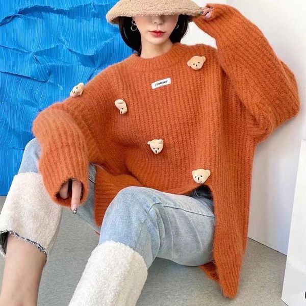 women's sweaters 2021 japanese cute bear knitted loose pullover sweater college style womens fashion harajuku, White;black
women's sweaters 2021 japanese cute bear knitted loose pullover sweater college style womens fashion harajuku, White;black