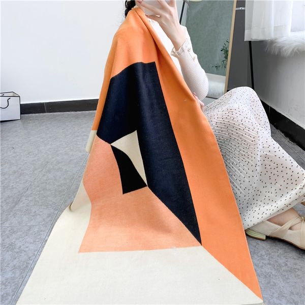 tippet muffler scarf winter scarf women's imitation cashmere double-sided geometric color matching jacquard thickened warm air conditio, Blue;gray
tippet muffler scarf winter scarf women's imitation cashmere double-sided geometric color matching jacquard thickened warm air conditio, Blue;gray