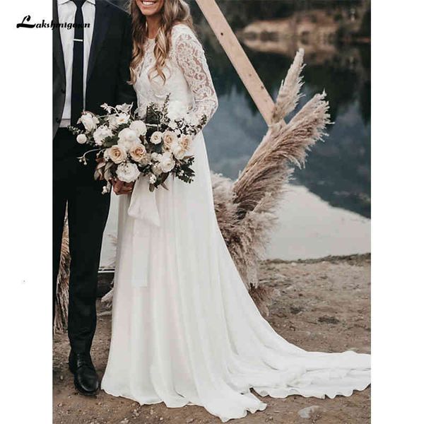 2021 new chiffon a-line wedding es jewel neck sweep train lace long sleeve beach with robe de mariee fts6, White
2021 new chiffon a-line wedding es jewel neck sweep train lace long sleeve beach with robe de mariee fts6, White