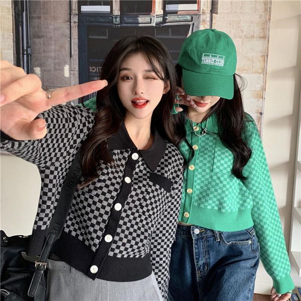 women's knits & tees spring autumn fashion all-match short black plaid cardigan sweater female korean harajuku elegant casual knitting, White
women's knits & tees spring autumn fashion all-match short black plaid cardigan sweater female korean harajuku elegant casual knitting, White