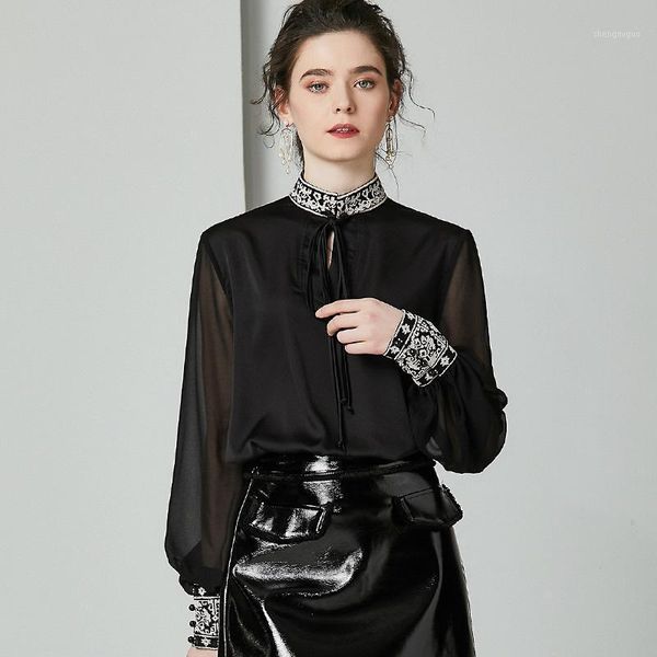 100% silk blouse women shirt casual style solid lace up embroidery long sleeves elegant simple design office fashion women's blouses &, White
100% silk blouse women shirt casual style solid lace up embroidery long sleeves elegant simple design office fashion women's blouses &, White