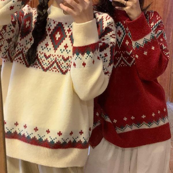 women's sweaters vintage argyle women pullover stripes print oversized knitted sweater loose winter clothes jumper sueter knitwear, White;black
women's sweaters vintage argyle women pullover stripes print oversized knitted sweater loose winter clothes jumper sueter knitwear, White;black