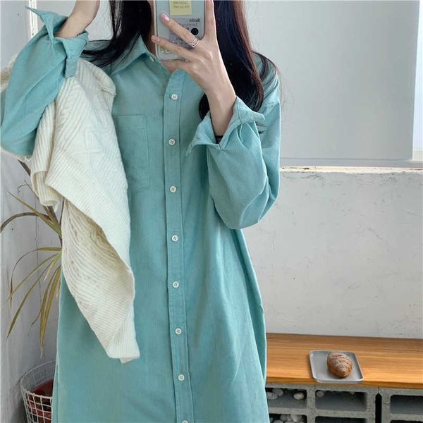 mozuleva women spring corduroy long shirt dress full sleeve single breasted loose straight solid color 210706, Black;gray
mozuleva women spring corduroy long shirt dress full sleeve single breasted loose straight solid color 210706, Black;gray