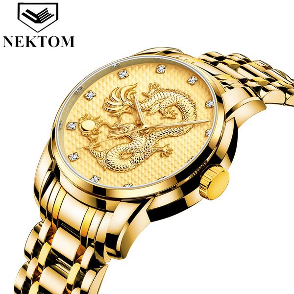 men's dragon pattern gold watch waterproof diamond inlaid luminous quartz watch steel band watch, Slivery;brown
men's dragon pattern gold watch waterproof diamond inlaid luminous quartz watch steel band watch, Slivery;brown