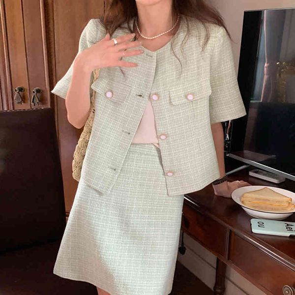 two piece dress korean chic summer french round neck button tweed jacket + high waist thin a-line skirt female l7cn, White
two piece dress korean chic summer french round neck button tweed jacket + high waist thin a-line skirt female l7cn, White