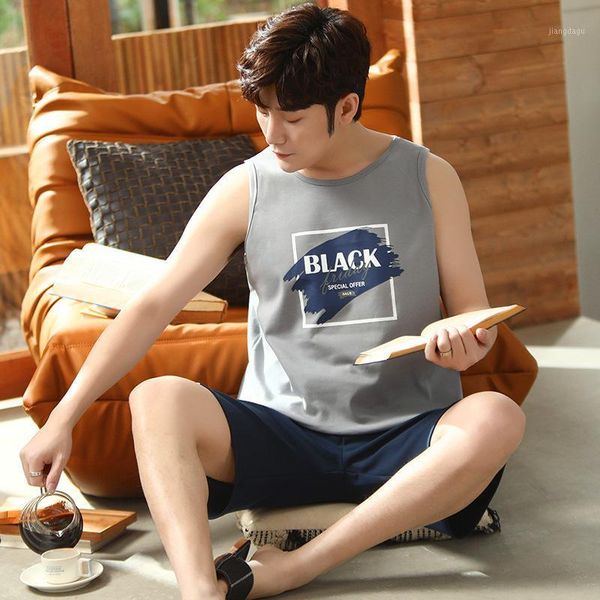 men's sleepwear summer pajamas vest shorts pure cotton youth home wear casual oversize suit pyjama men, Black;brown
men's sleepwear summer pajamas vest shorts pure cotton youth home wear casual oversize suit pyjama men, Black;brown