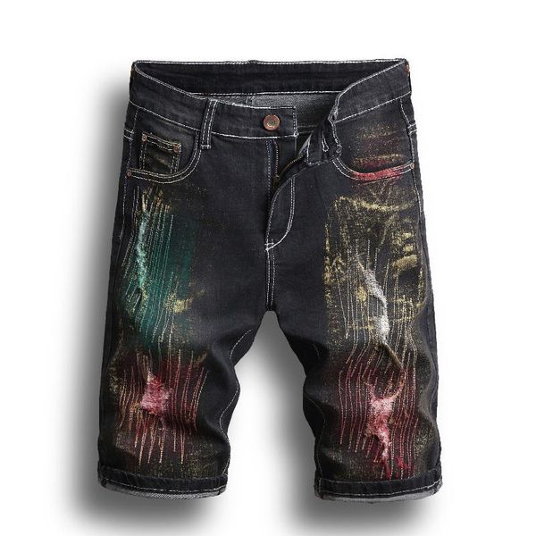 summer men's ripped denim shorts painted street fashion casual slim fit distressed scratched patchwork short jeans male, White;black
summer men's ripped denim shorts painted street fashion casual slim fit distressed scratched patchwork short jeans male, White;black