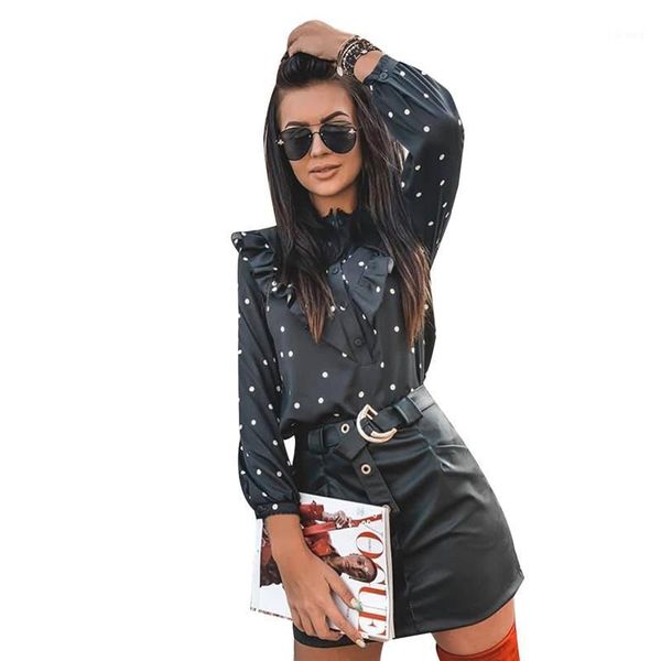 women's blouses & shirts hirigin female casual o-neck long sleeves ruffles loose wear women fashion polka dot pattern 2021, White
women's blouses & shirts hirigin female casual o-neck long sleeves ruffles loose wear women fashion polka dot pattern 2021, White