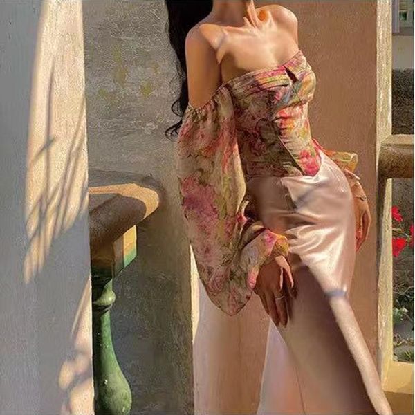 women's blouses & shirts ivy he fashion women clothes rosy floral cropped short slash collar long lantern sleeve chic blusas female top, White
women's blouses & shirts ivy he fashion women clothes rosy floral cropped short slash collar long lantern sleeve chic blusas female top, White