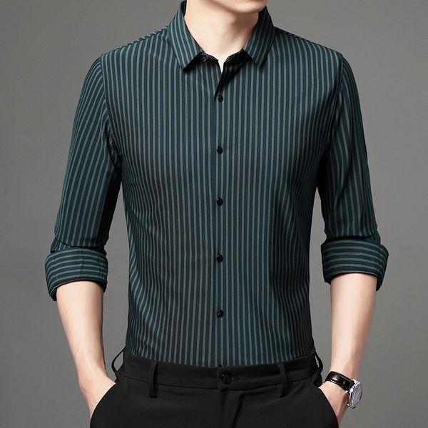 long sleeved shirt stripe lapel middle-aged men's 2021 busins leisure spring and autumn thin slim fit shirt trend, Black
long sleeved shirt stripe lapel middle-aged men's 2021 busins leisure spring and autumn thin slim fit shirt trend, Black
