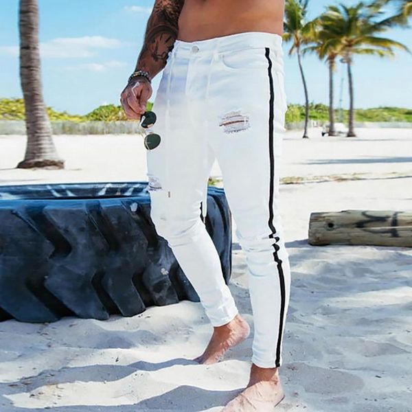 men's jeans side stripe skinny ripped knee holes slim fit denim pencil pants stretch pant 2021, Blue
men's jeans side stripe skinny ripped knee holes slim fit denim pencil pants stretch pant 2021, Blue