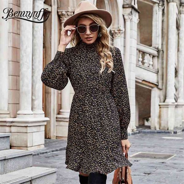 mock neck print ruffle hem short dresses women spring high waist long sleeve female casual a-line dress above knee 210510, Black;gray
mock neck print ruffle hem short dresses women spring high waist long sleeve female casual a-line dress above knee 210510, Black;gray